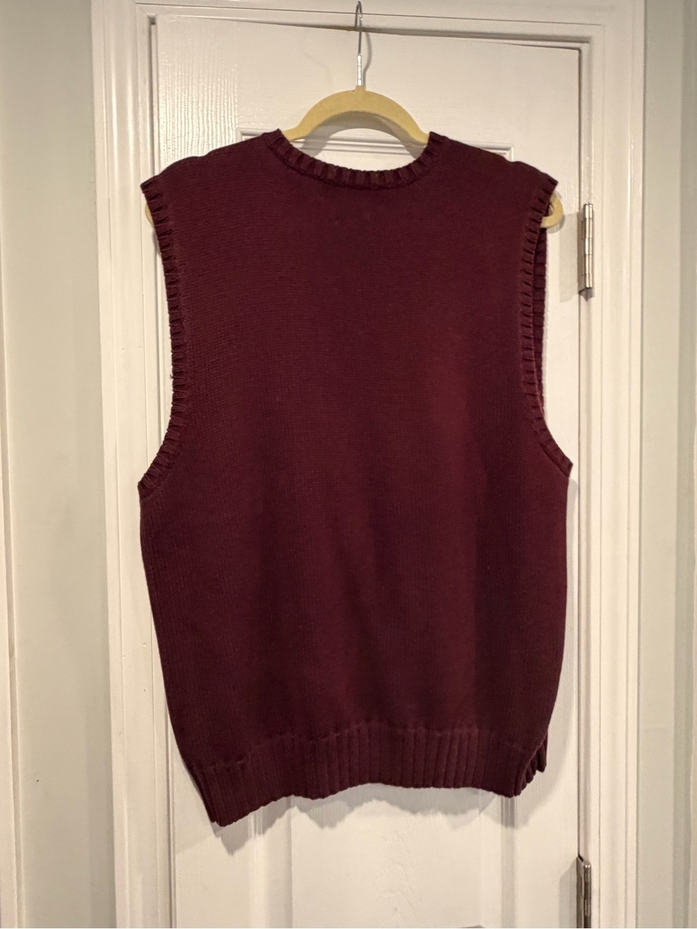 Polo Ralph Lauren Size M Burgundy Sweater Vest V Neck 100% Cotton Gold Pony Logo - Picture 6 of 7